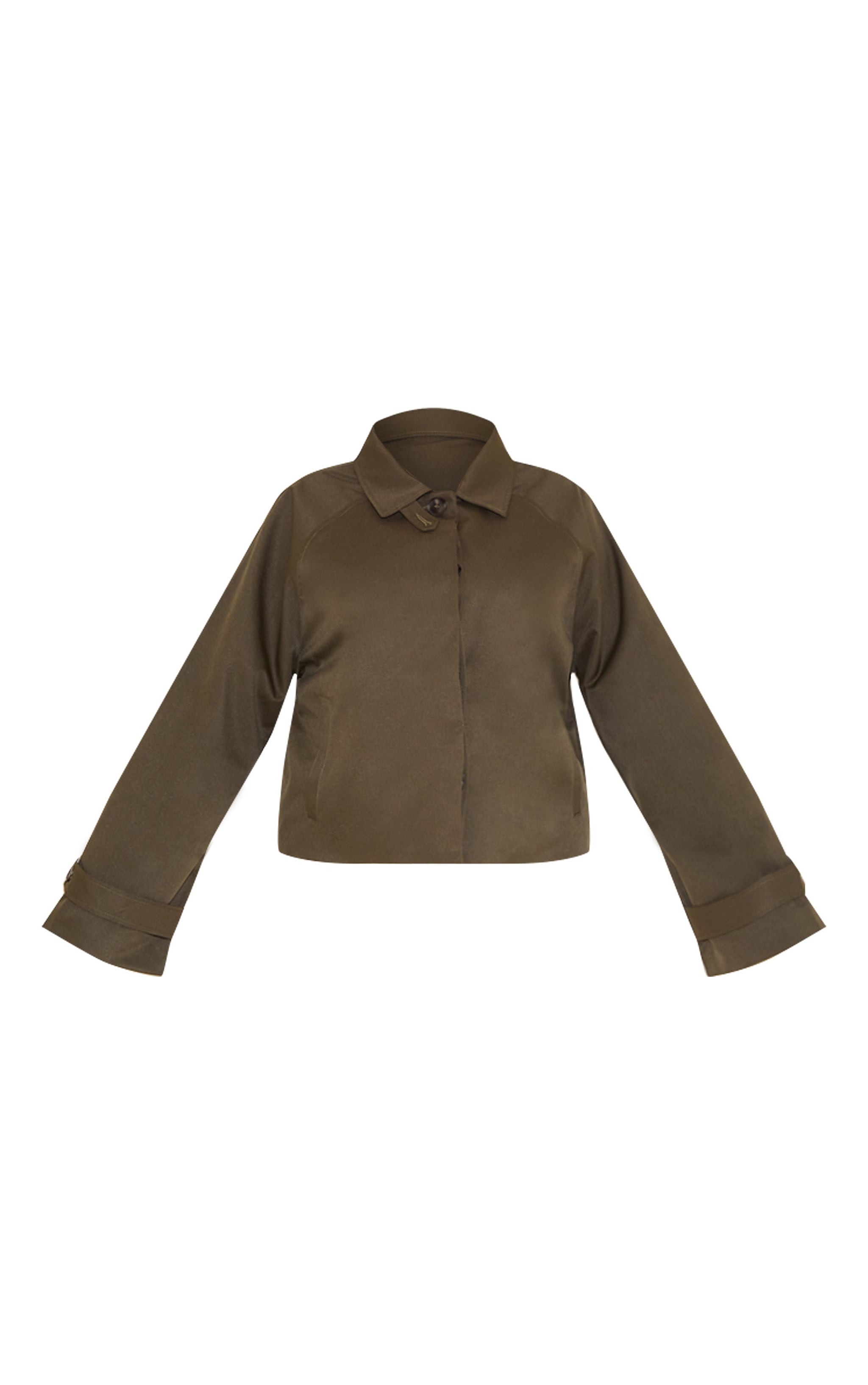 Plus Khaki Long Sleeve Trench Style Jacket image 5