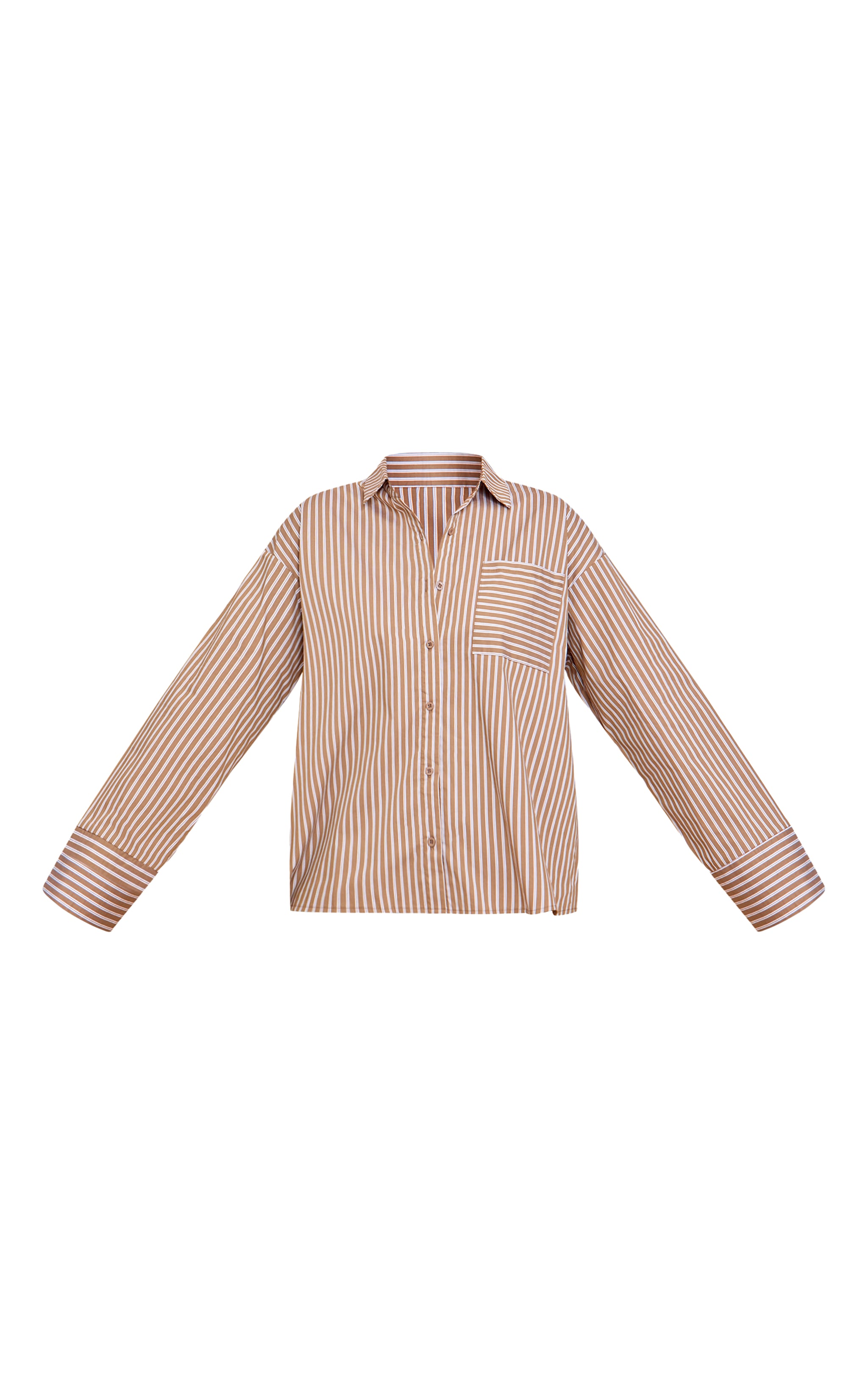 Olive Woven Pinstripe Balloon Sleeve Oversized Shirt image 5