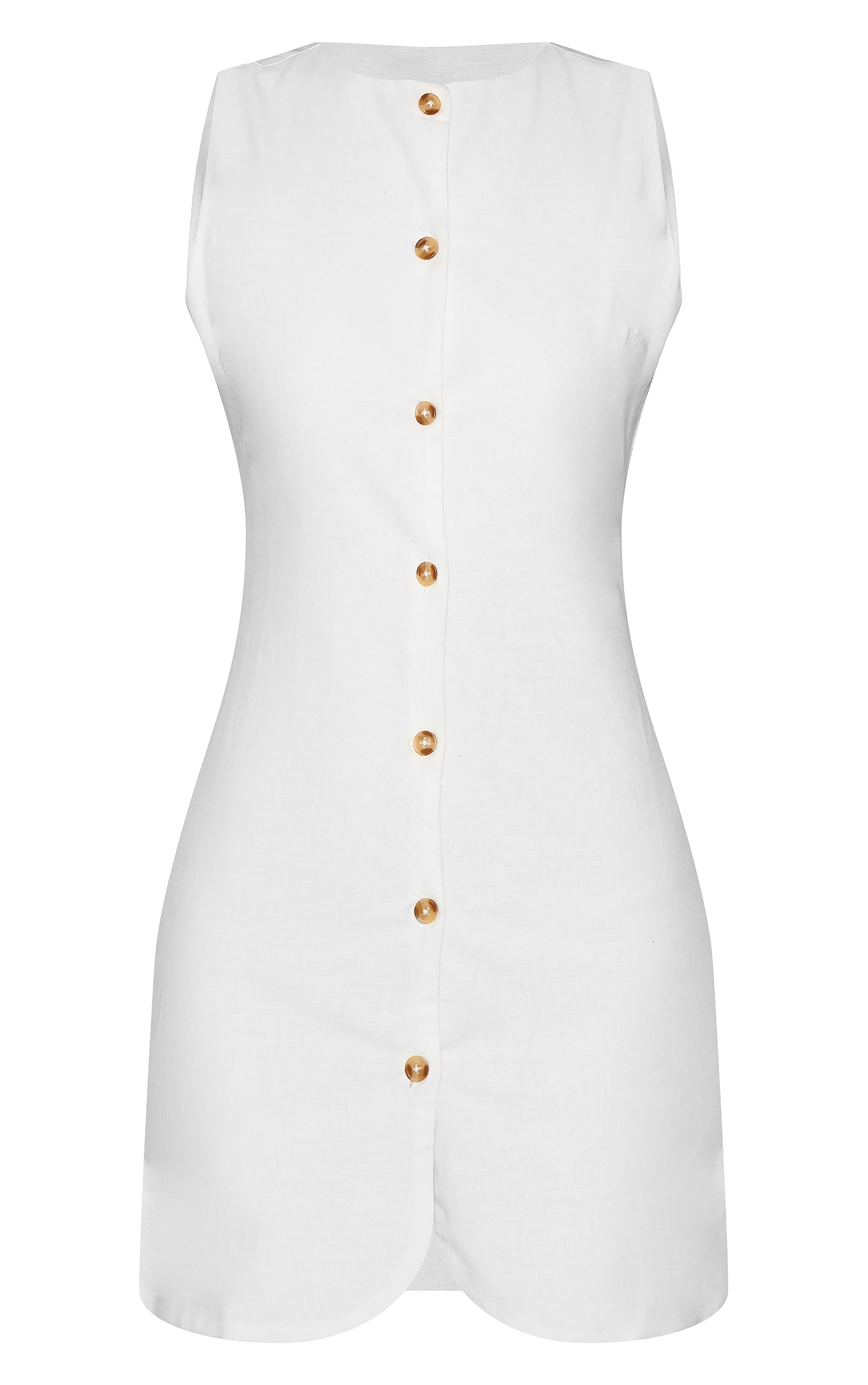 Robe moulante haute à boutons en effet lin d'aspect blanc image 5