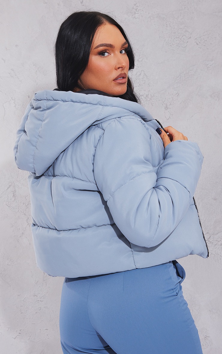 Doudoune Courte Basique Grise À Capuche Manteaux Et Vestes PLT FR