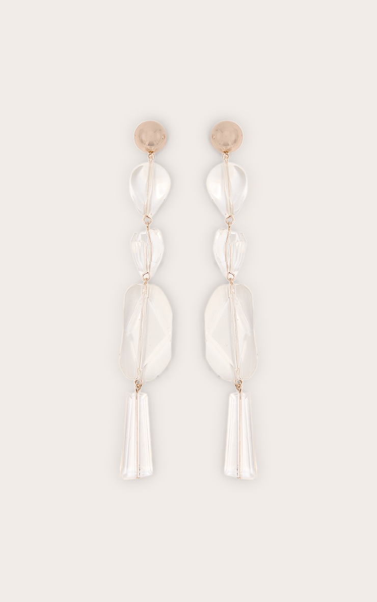 Boucles d'oreilles imposantes tombantes dorées à strass image 2