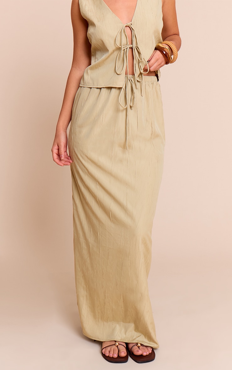 Clay Textured Tie Waist Detail Maxi Skirt image 2