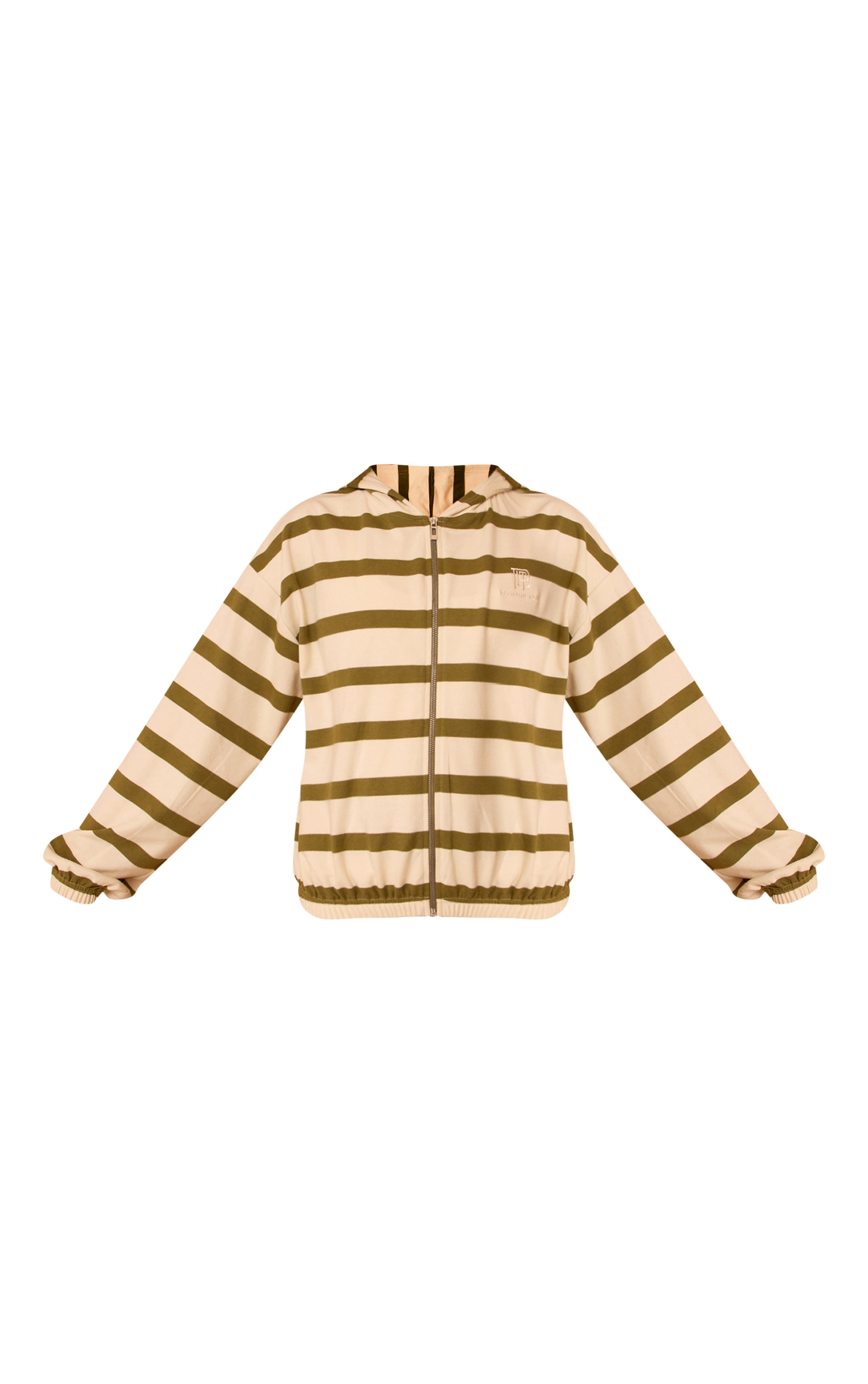 Sage Striped Super Soft PLT Embroidered Zip Up Jacket image 5