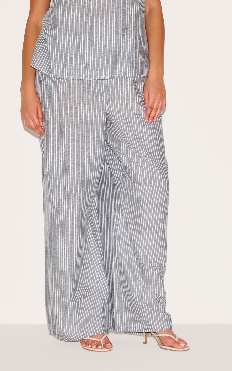 Plus Grey Striped Slouchy Pants image 2