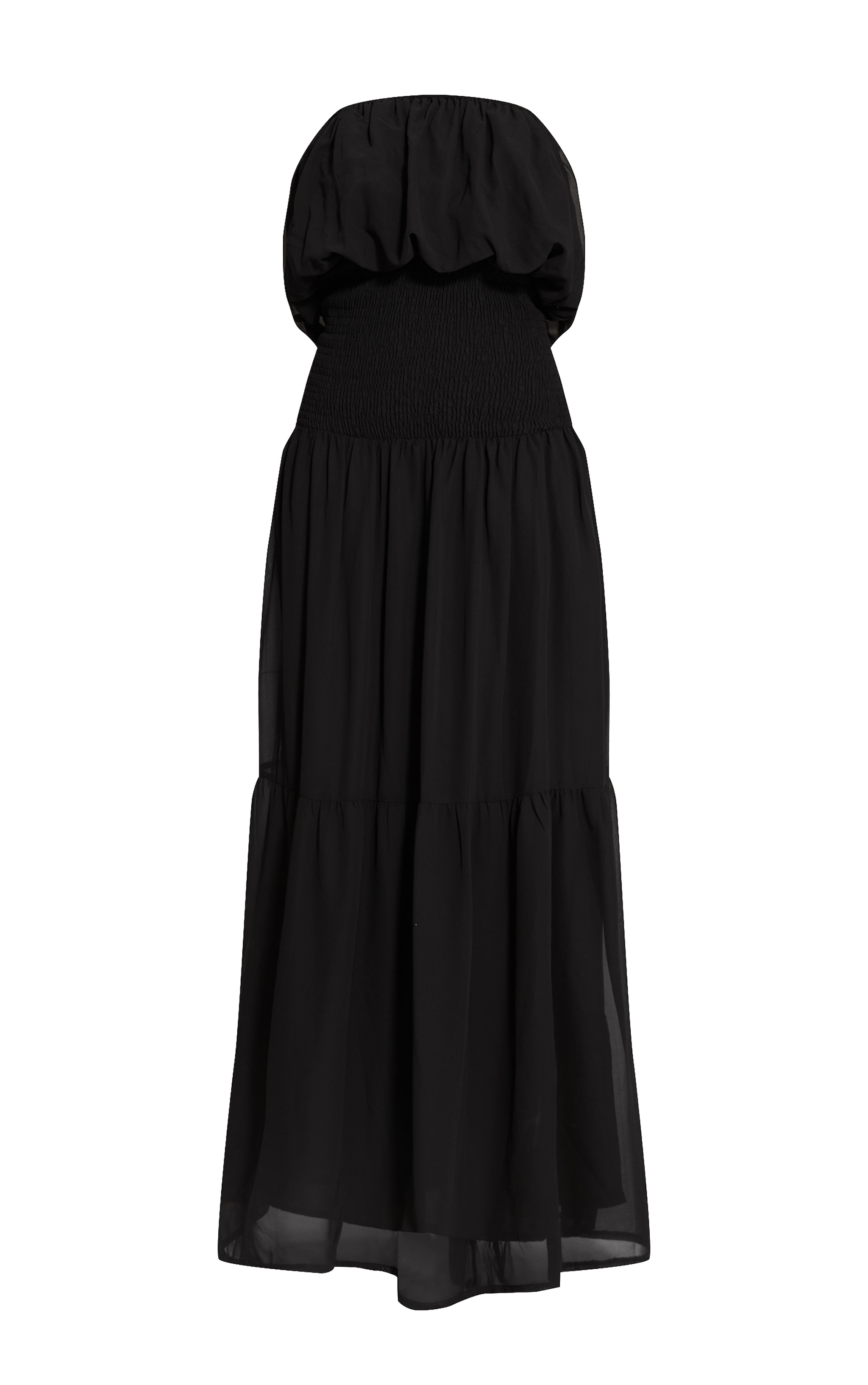 Tall Black Chiffon Bandeau Sheered Waist Maxi Dress image 5