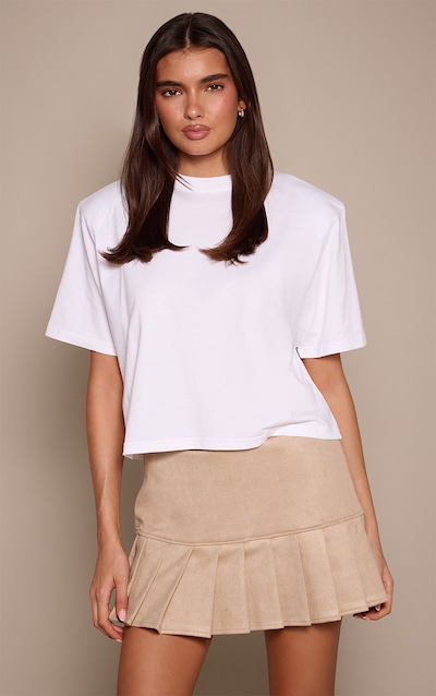 Sand Faux Suede Pleated Mini Skirt