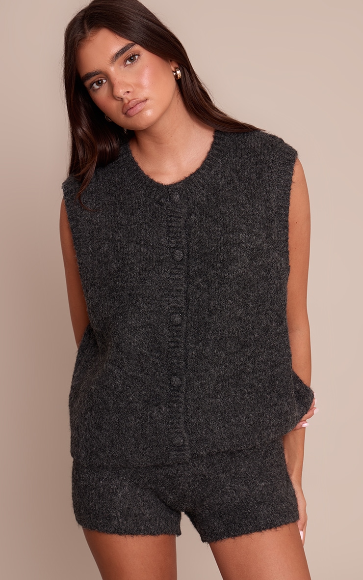 Grey Bushed Knit Shorts image 4