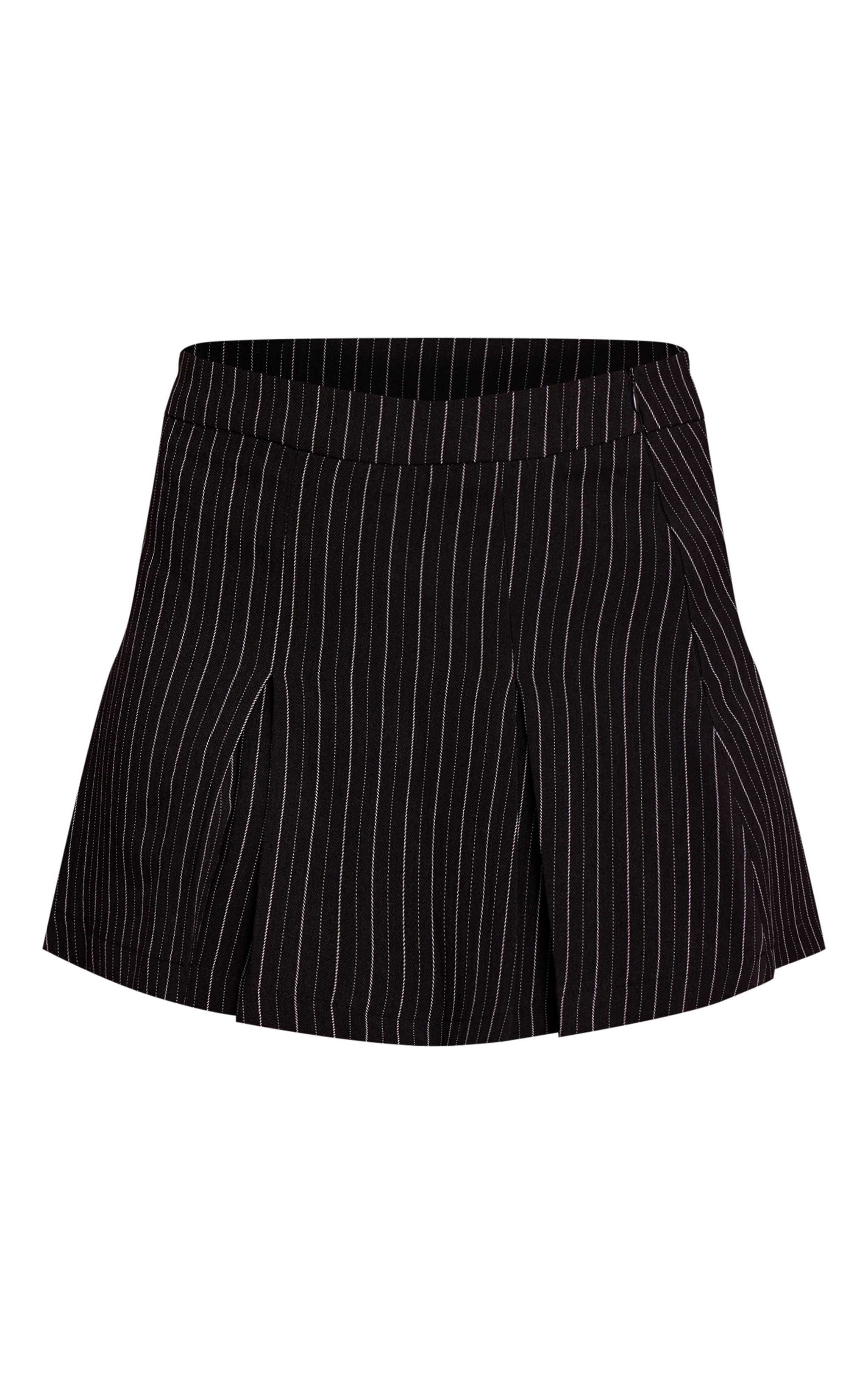 Navy Tailored Woven Herringbone Mini Pleated Skirt image 6