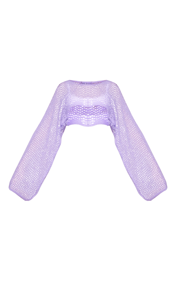 Lilac Open Knit Oversized Cropped Sleeves image 5