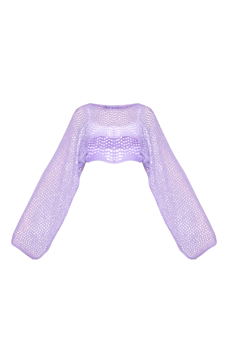 Lilac Open Knit Oversized Cropped Sleeves image 5