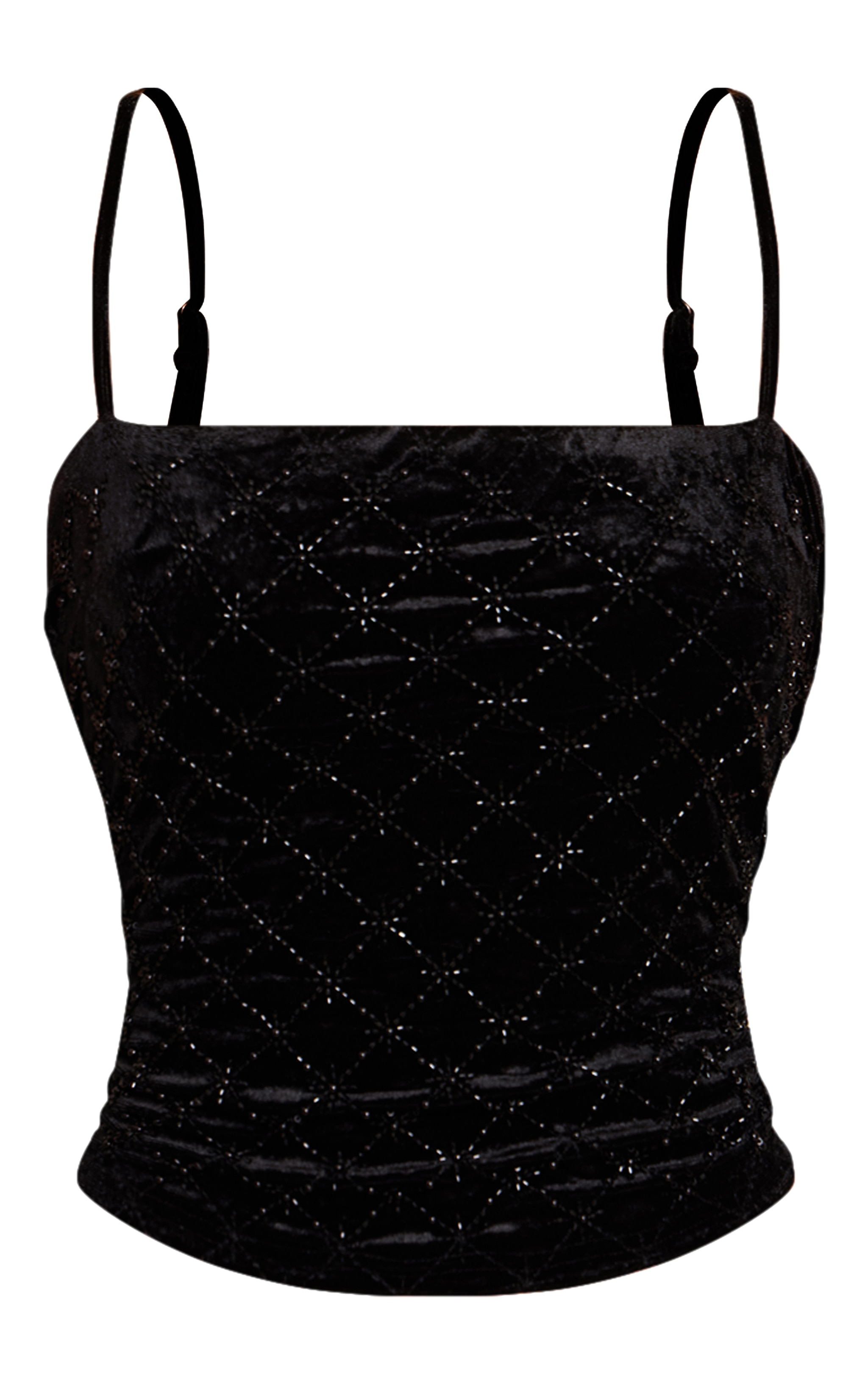 Black Velvet Embellished Strappy Top image 5