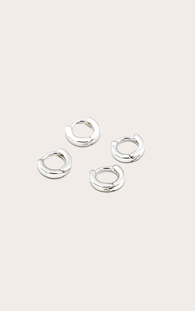 Lot de 2 paires de mini créoles plaqué argent image 2