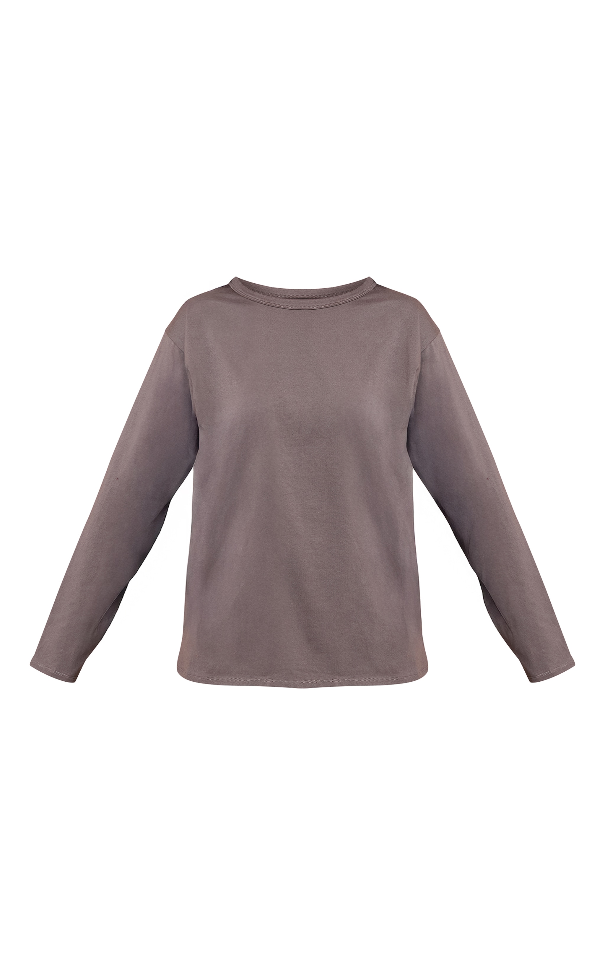 T-shirt oversize basique en coton gris anthracite à manches longues image 5