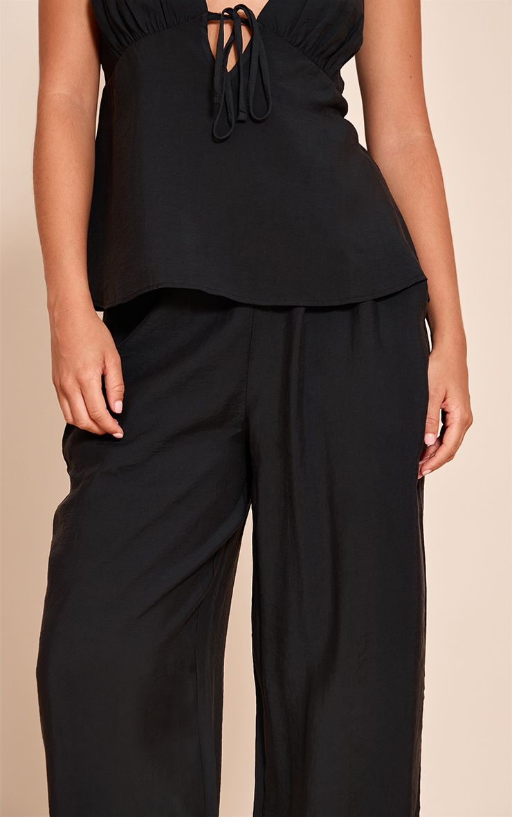 Black Woven Wide Leg Pant image 4