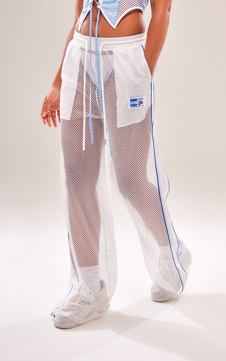 Pantalon blanc transparent en résille à cordons ajustables image 2