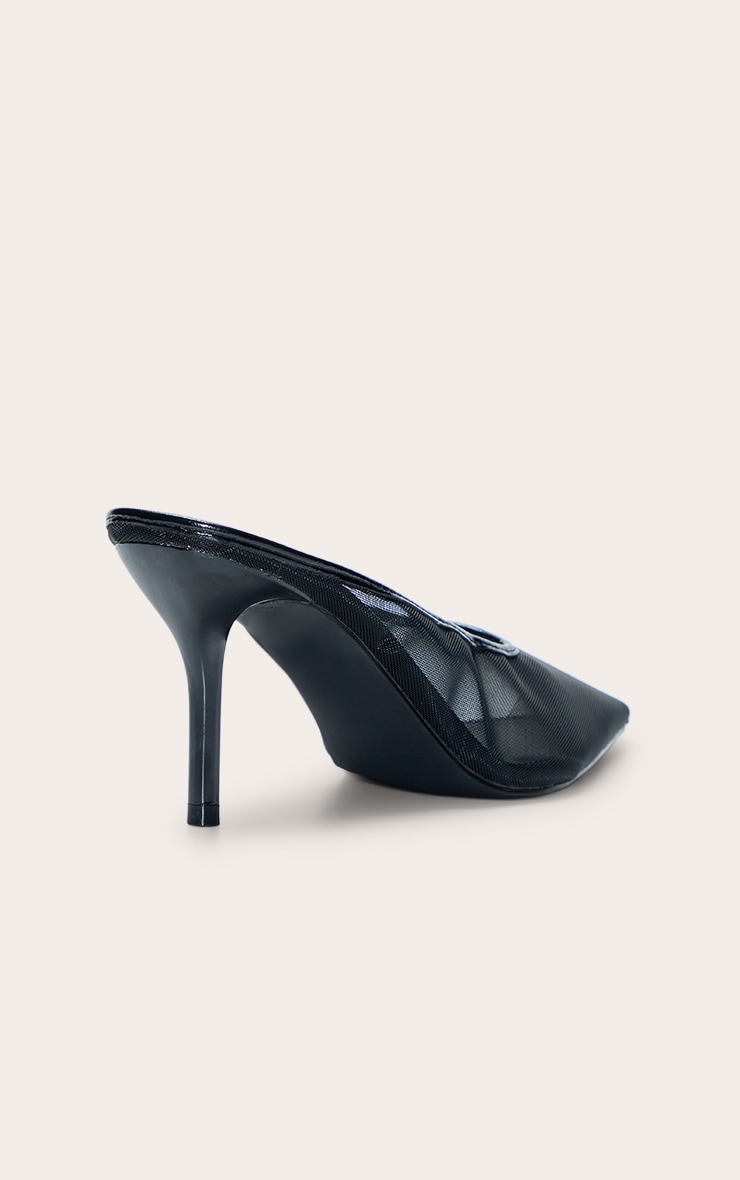 Black Mesh Heeled Mule image 3