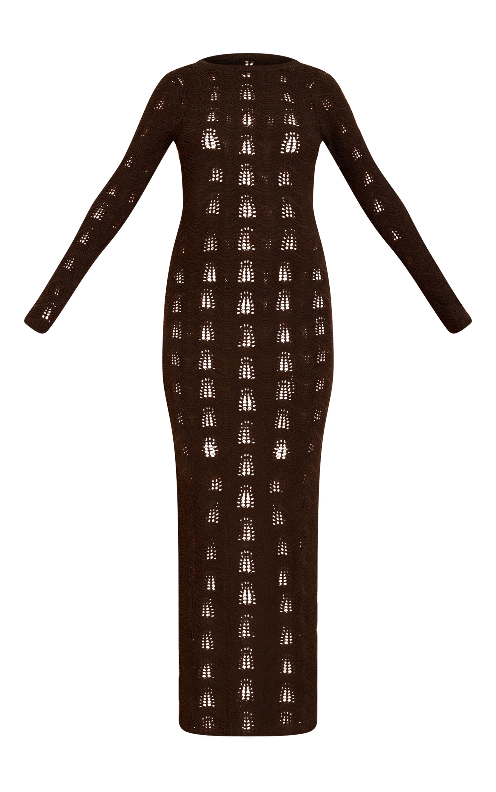 Chocolate Long Sleeve Backless Maxi Dress image 5
