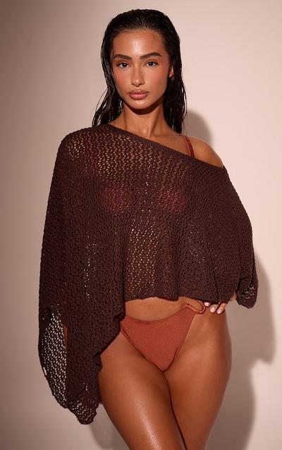 Chocolate Knitted Beach Cape