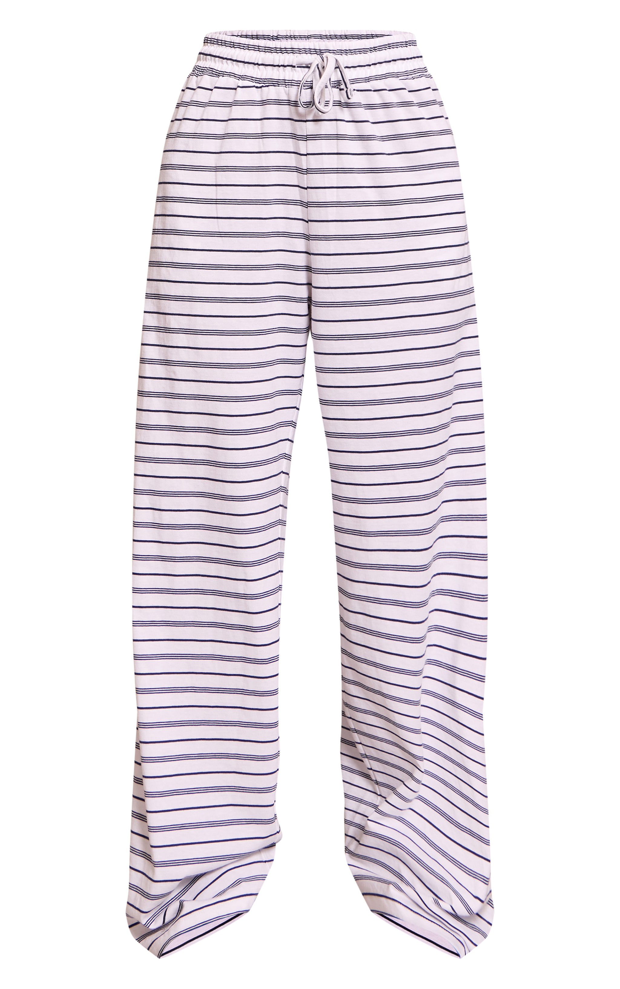 Navy Striped Wide Leg Drawstring Pants image 5