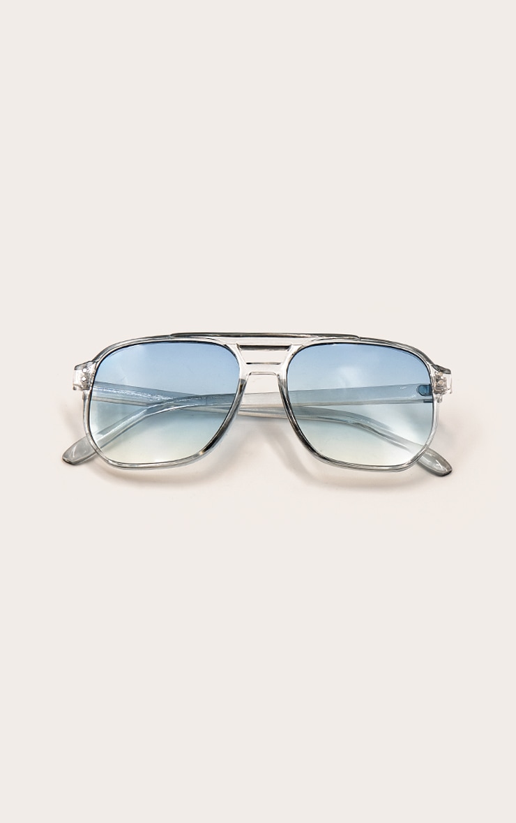 Grey Square Rounded Aviator Sunglasses image 2