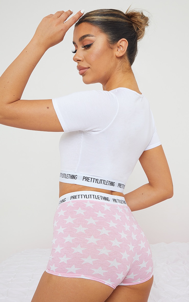 PRETTYLITTLETHING Pink Star Print Short PJ Set image 2