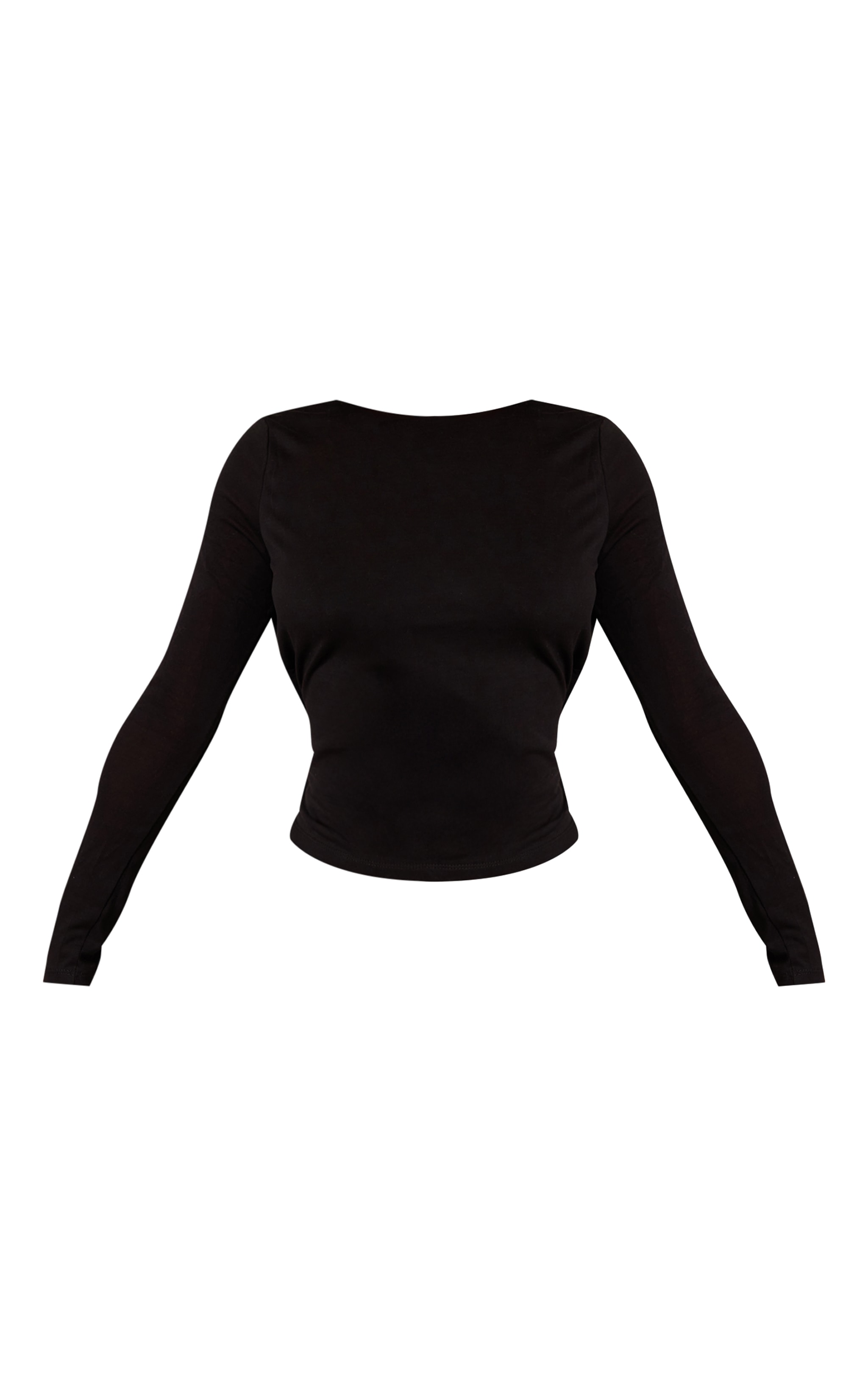Petite Black Long Sleeve Cowl Back Trim Detail Top image 5