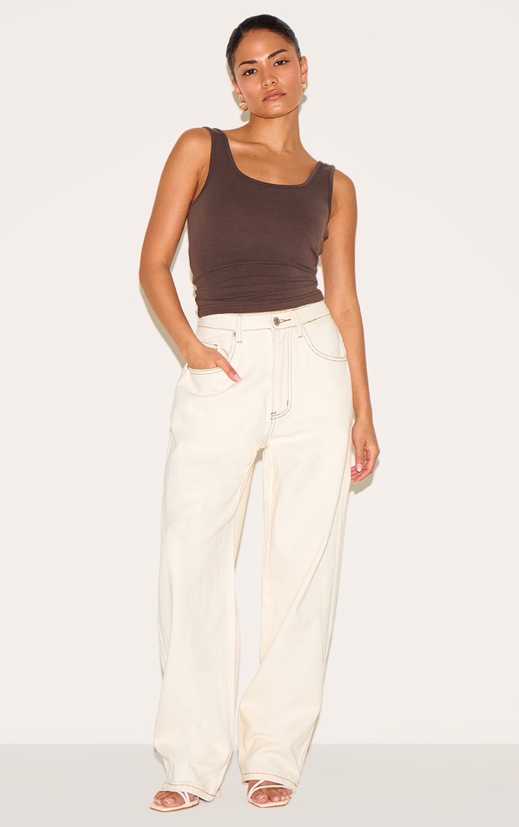 Petite Ecru Boyfriend High Waist Jeans image 1