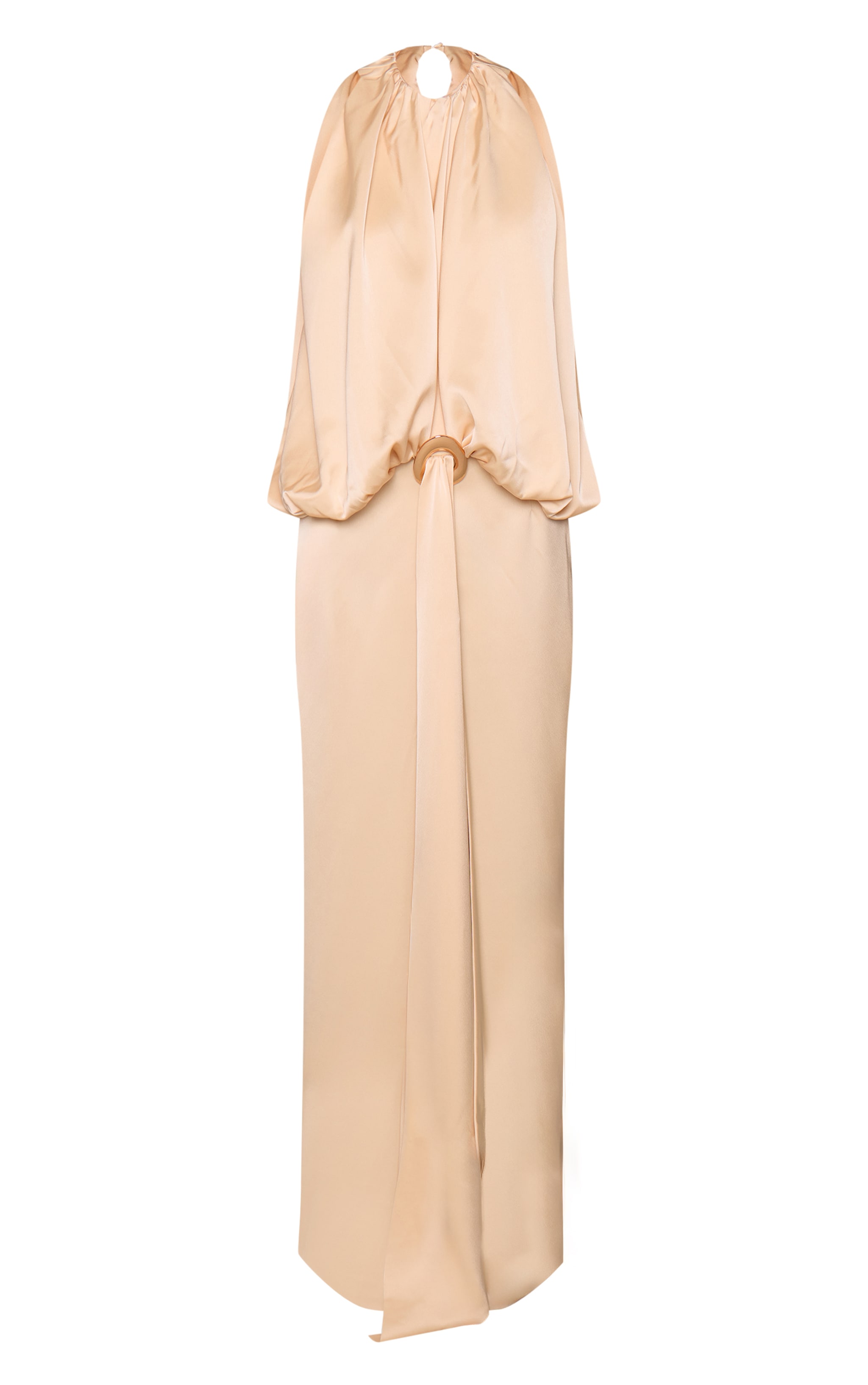 Lemon Satin Ruched Bodice Trim Detail Maxi Dress image 5