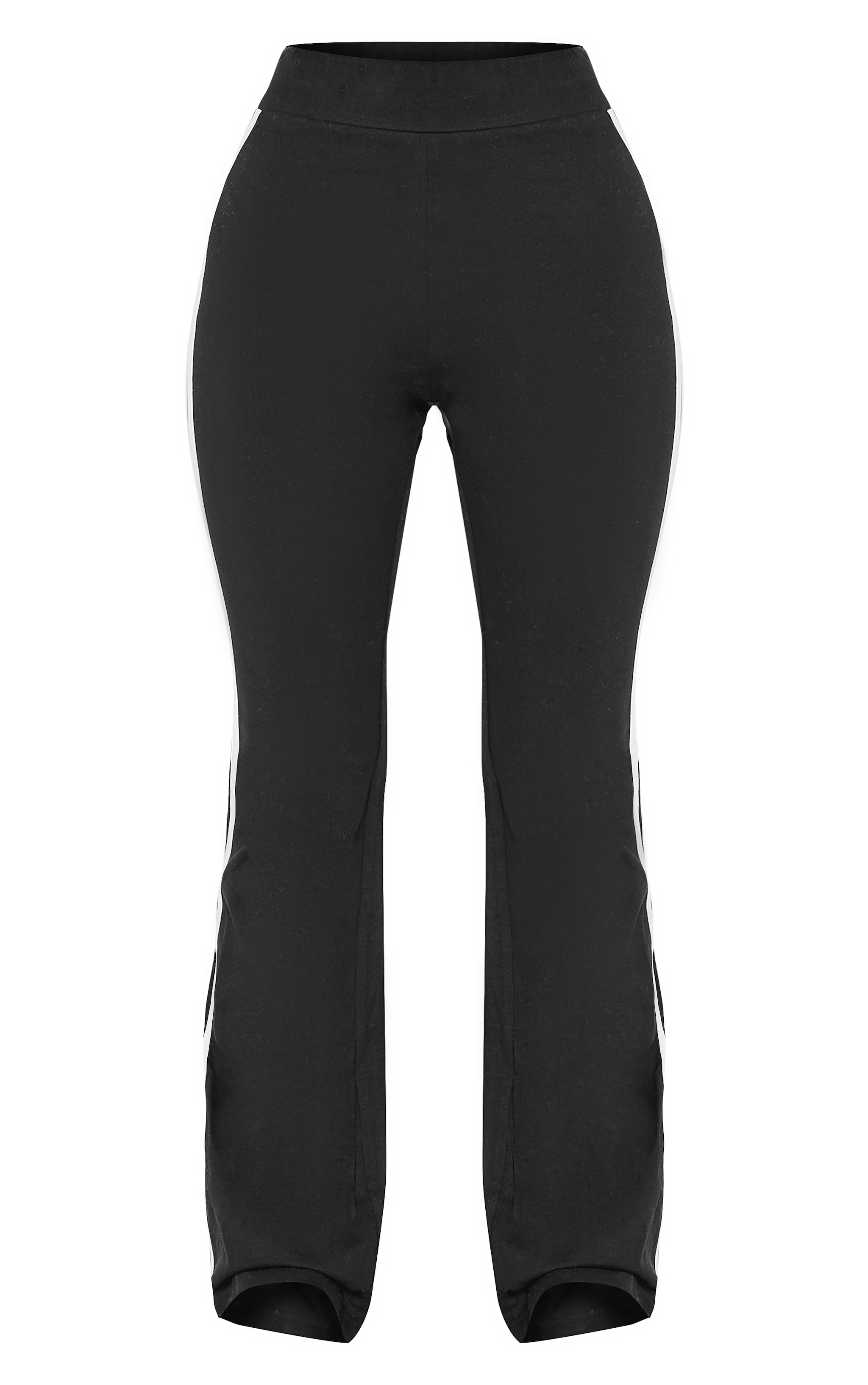 Petite Black Jersey Slim Fit Stripe Detail Flared Pants image 5