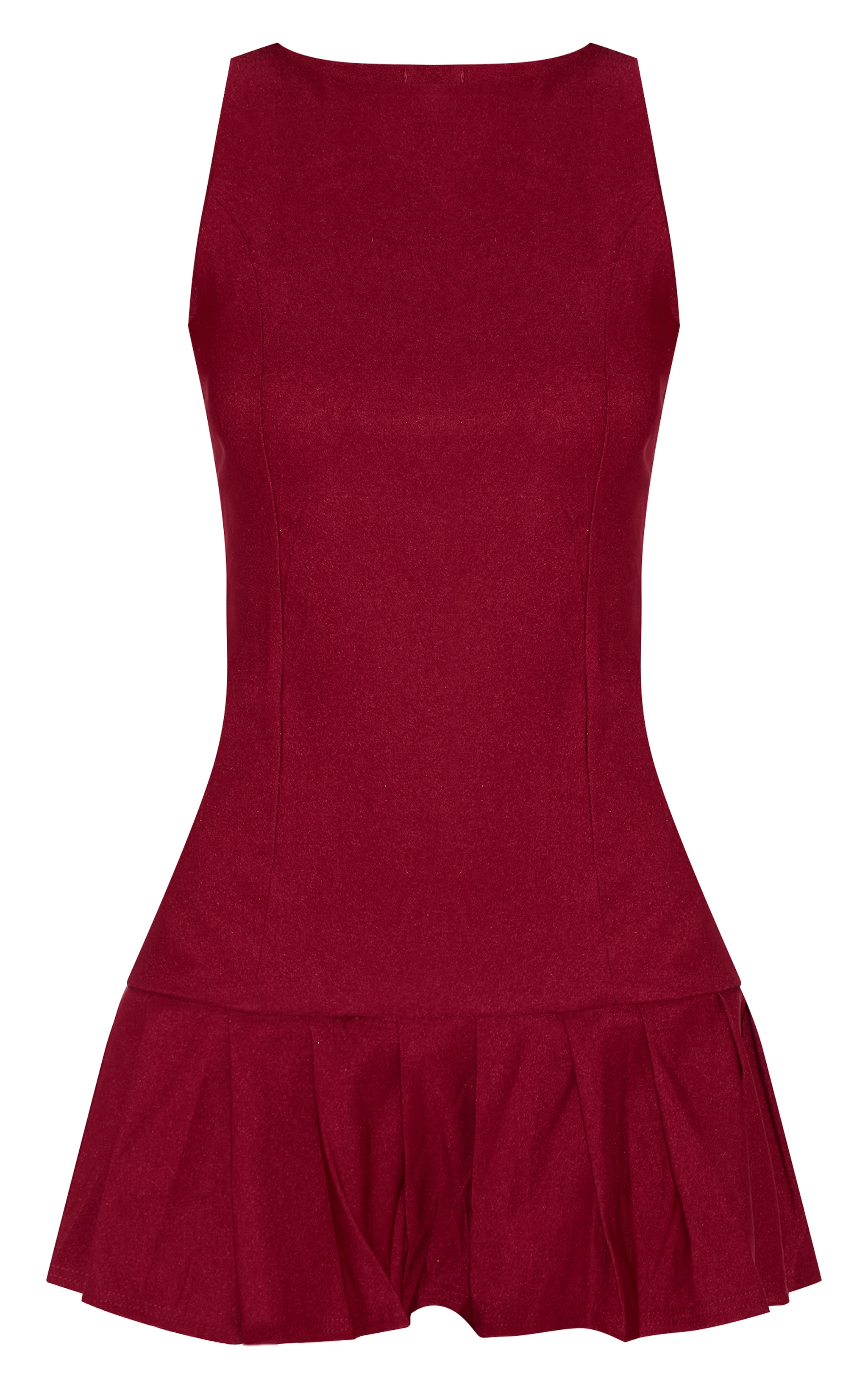 Burgundy Stretch Woven Frill Hem Shift Dress | Dresses