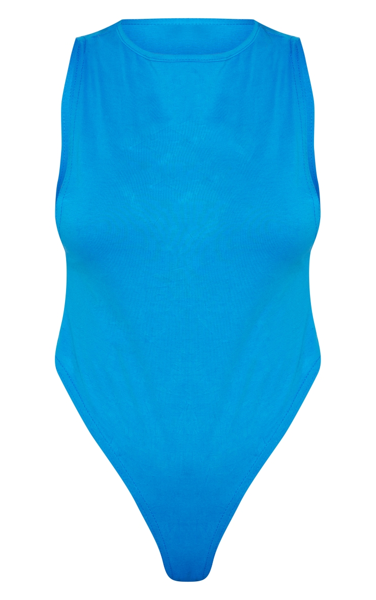 Bright Blue Cotton Elastane Racer Extreme Dropped Armhole Bodysuit image 5