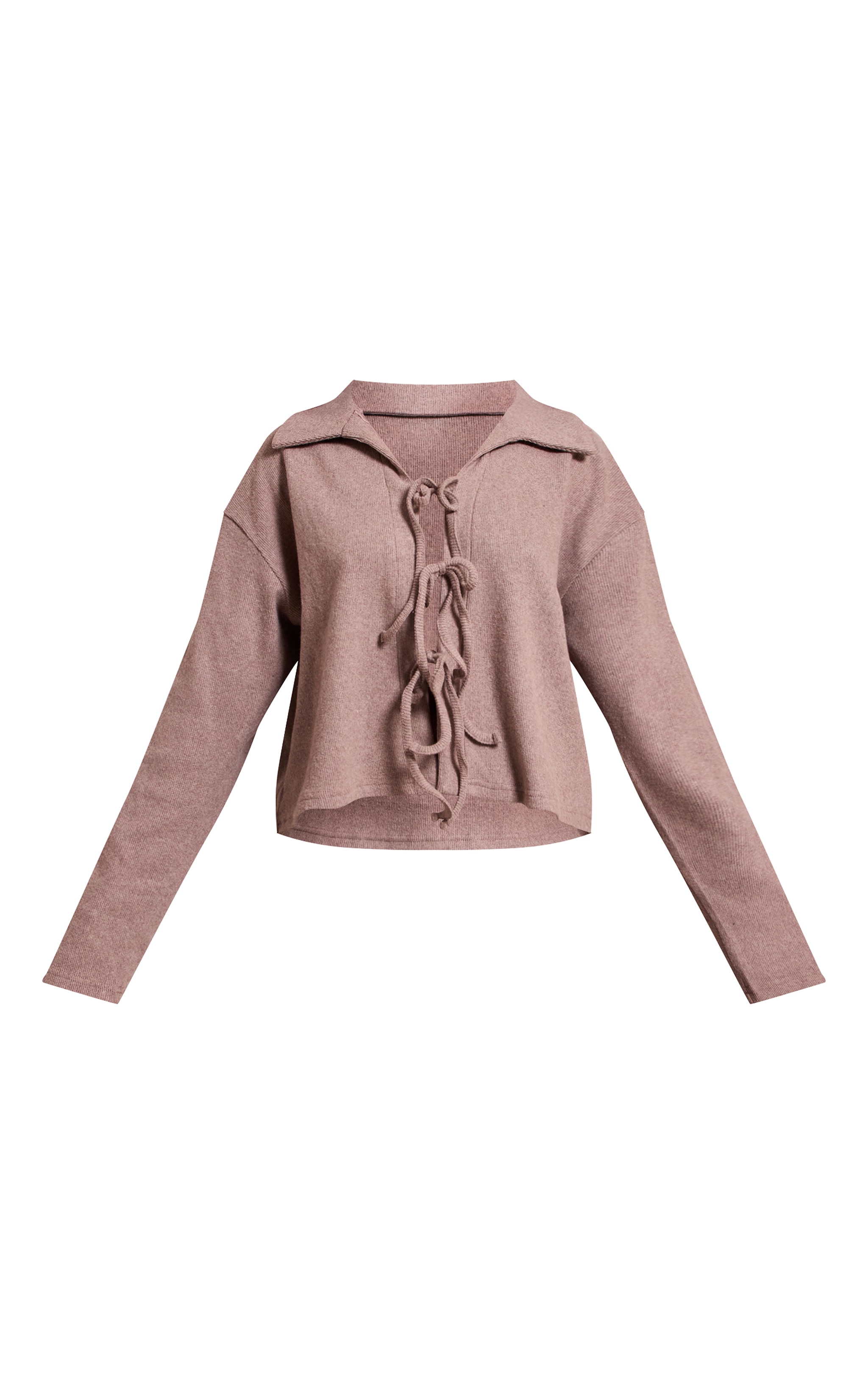 Petite Chemise brossée taupe nouée devant image 5