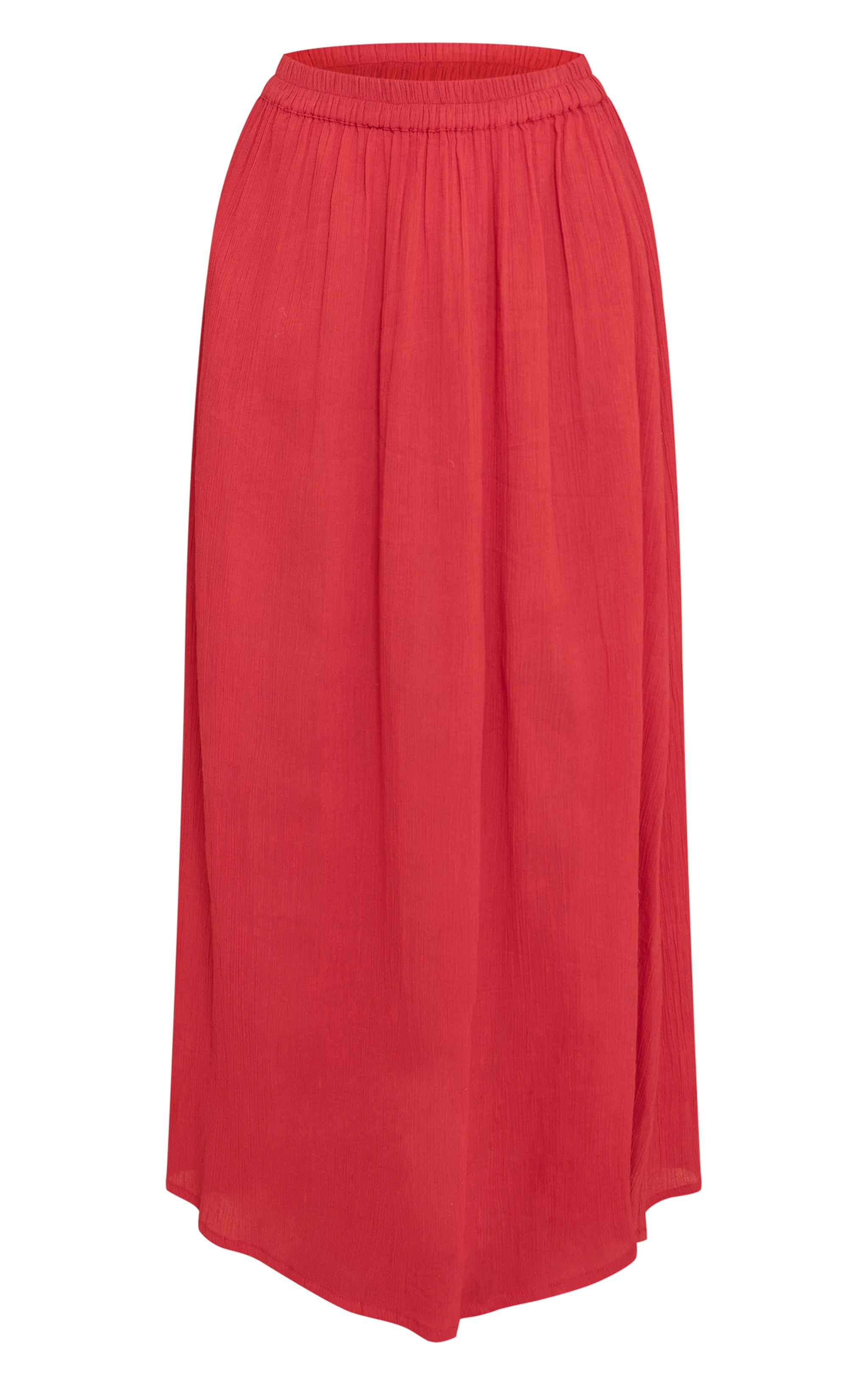 Tomato Red Cotton Cheesecloth Elasticated Waist Maxi Skirt image 5
