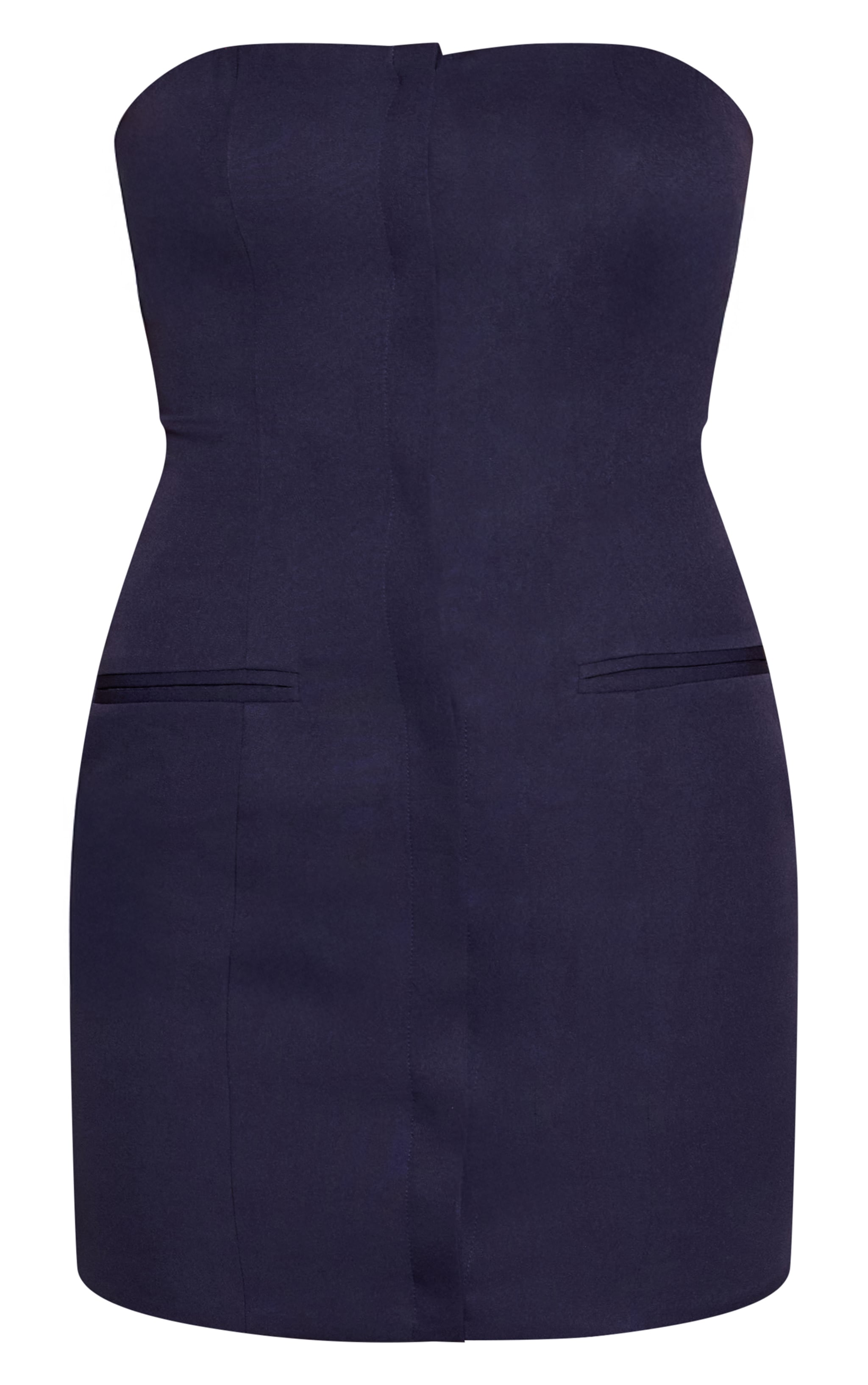 Navy Woven Tailored Bandeau Placket Detail Mini Dress image 5