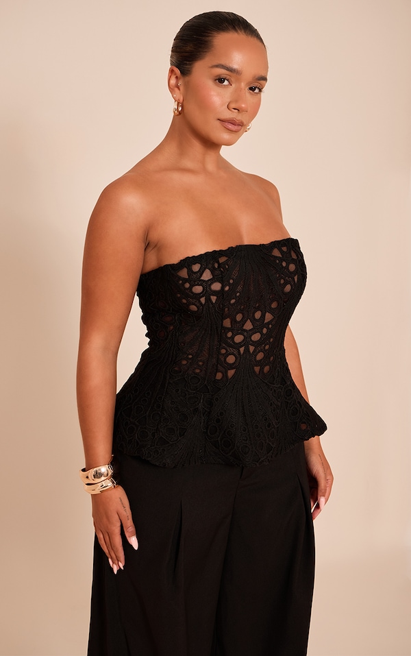 Shape Black Lace Bandeau Peplum Corset