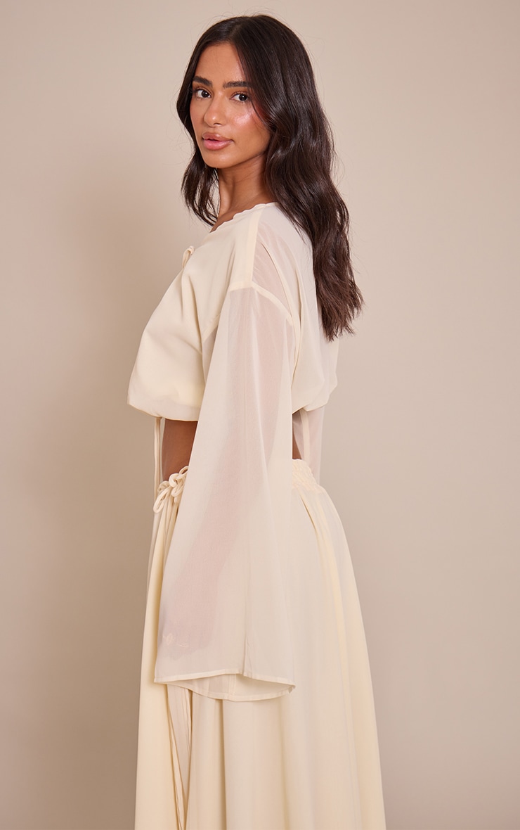 Petite Butter Yellow Chiffon Tie Front Flowy Top image 2