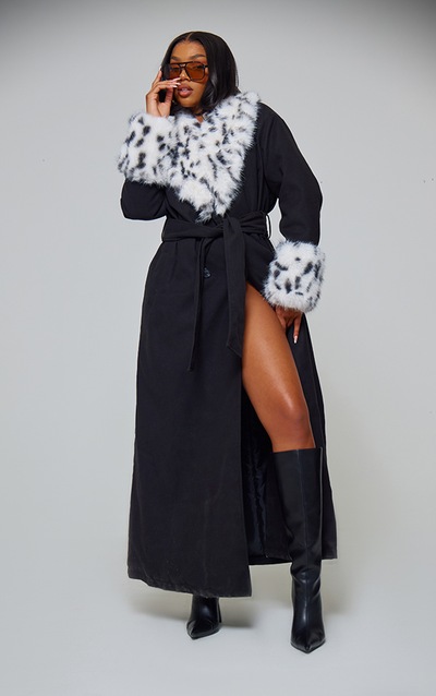 Long Faux Fur and Sheering Coat main image 1