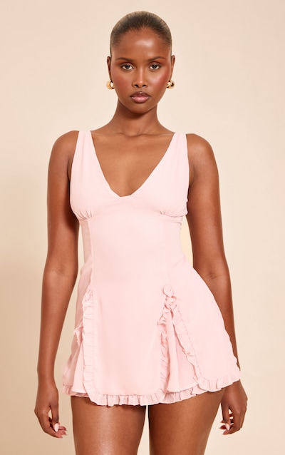 Pink Chiffon Frill Detail Playsuit