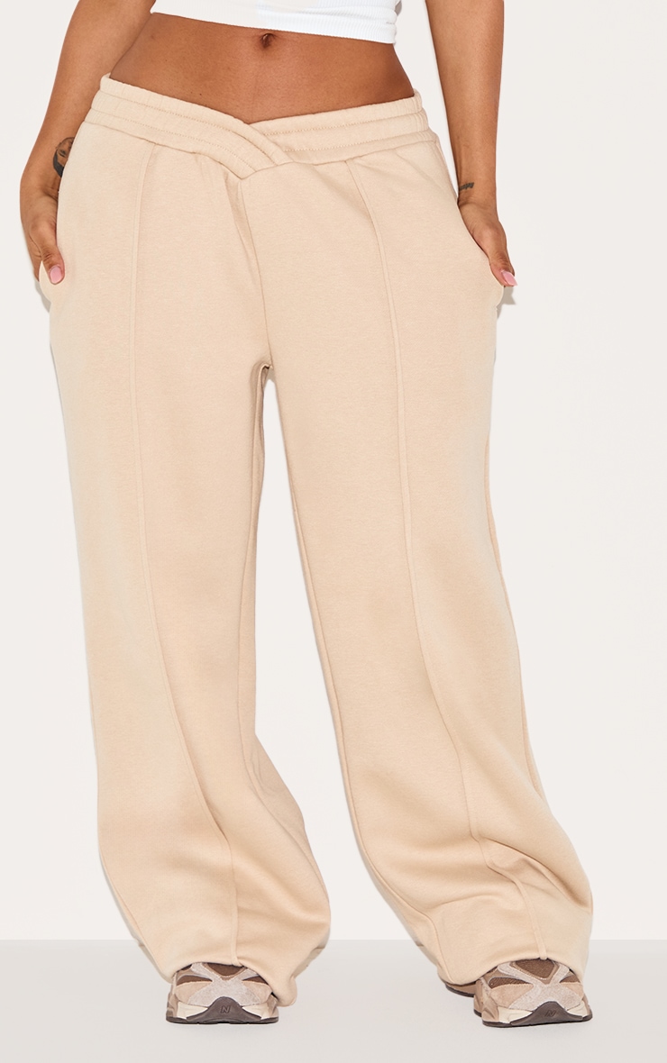 Shape Cream V Waist Pin Tuck Wide Leg Sweatpants image 2