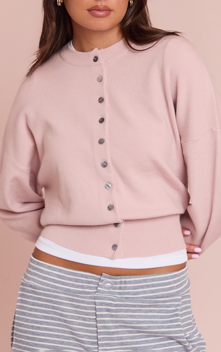 Cardigan en maille tricot compacte rose image 4