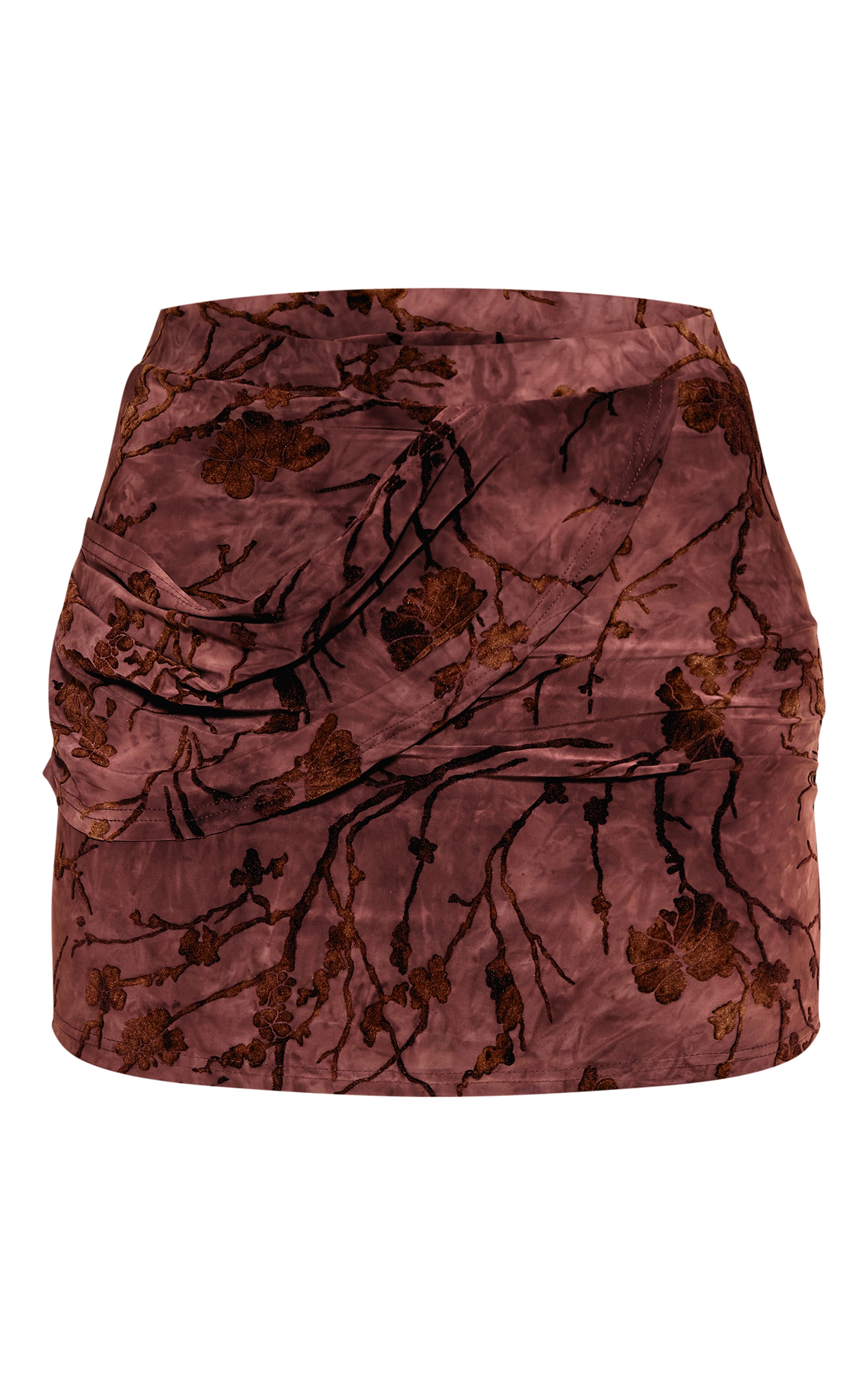 Brown Devore Mid Rise Mini Skirt image 6