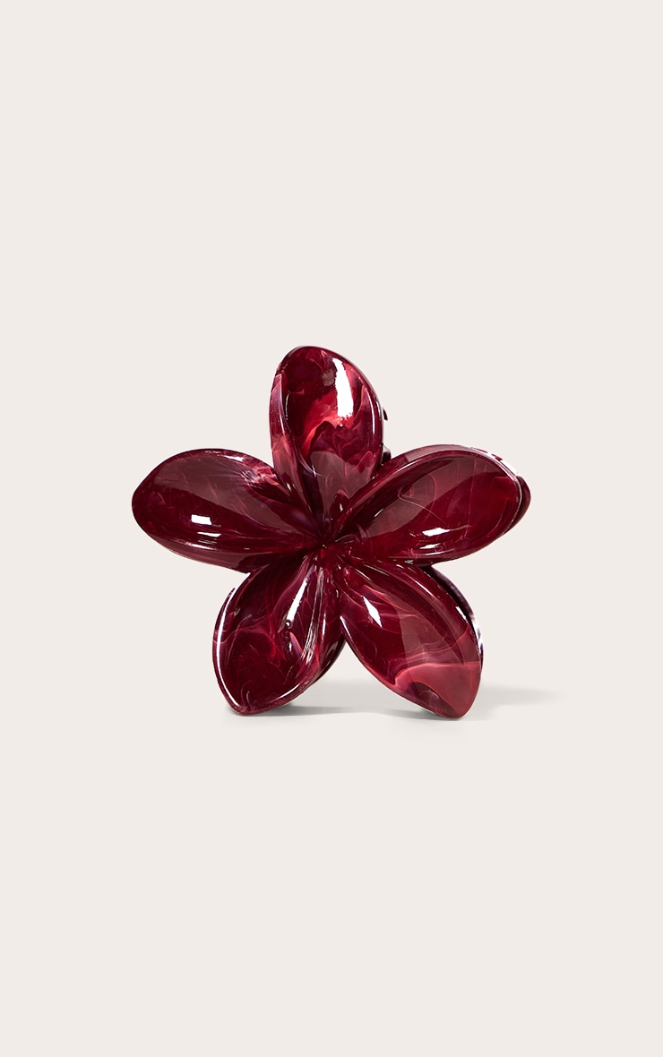 Burgundy Lily Flower Hair Clip image 2