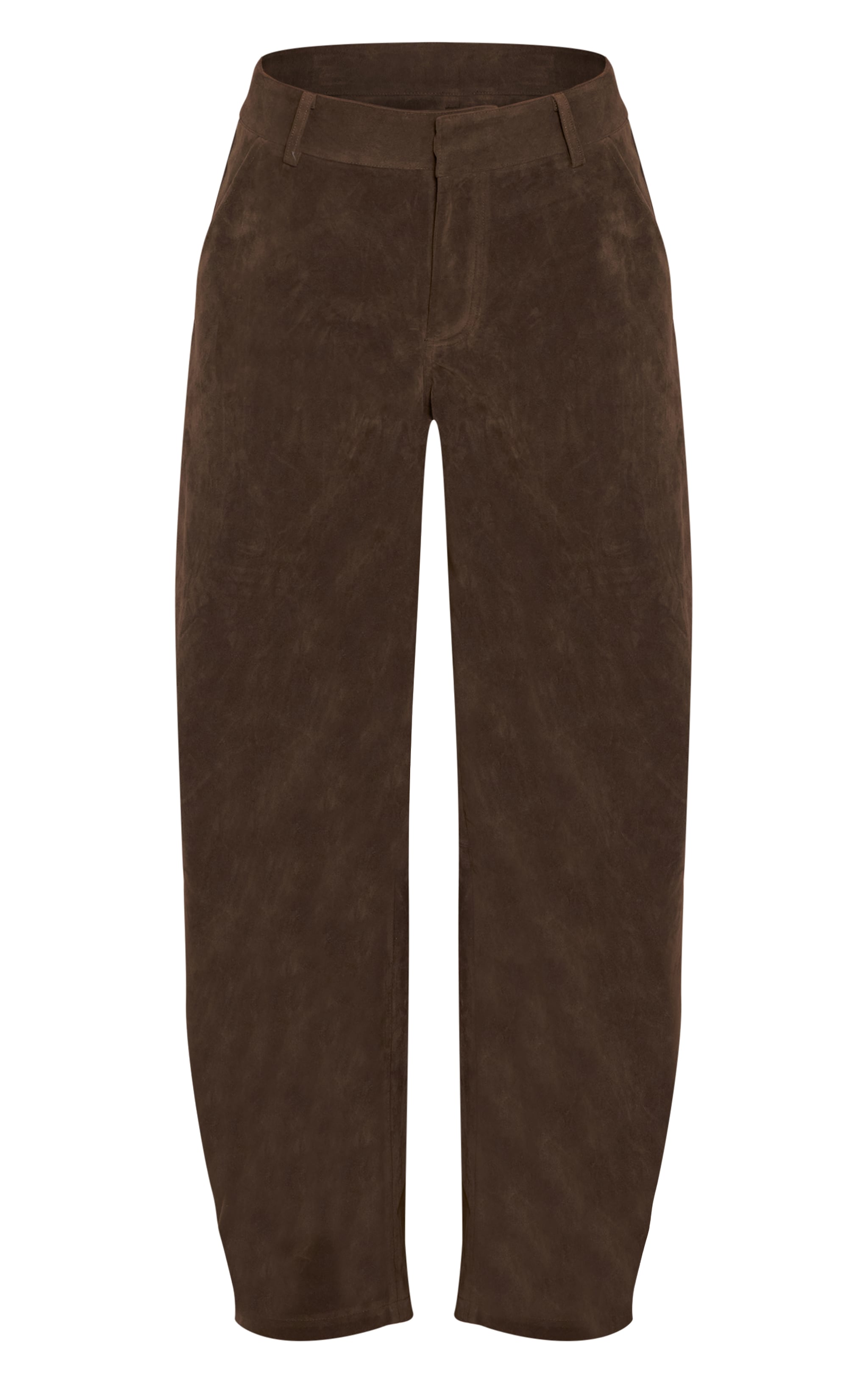 Dark Khaki Faux Suede Barrel Leg Pants image 5