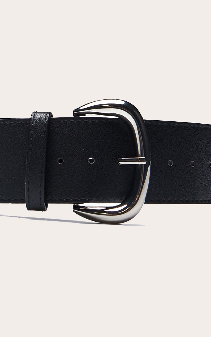 Black Chunky Silver Oval Ring Belt image 3