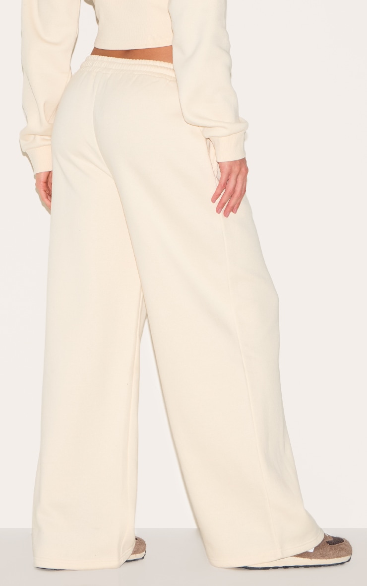 Tall Cream Mid Rise Wide Leg Track Pants image 3