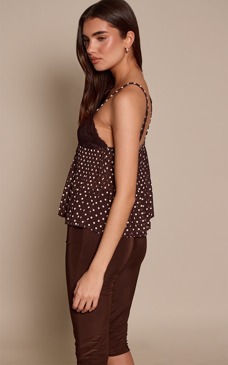 Chocolate Polka Dot Chiffon Cami image 2