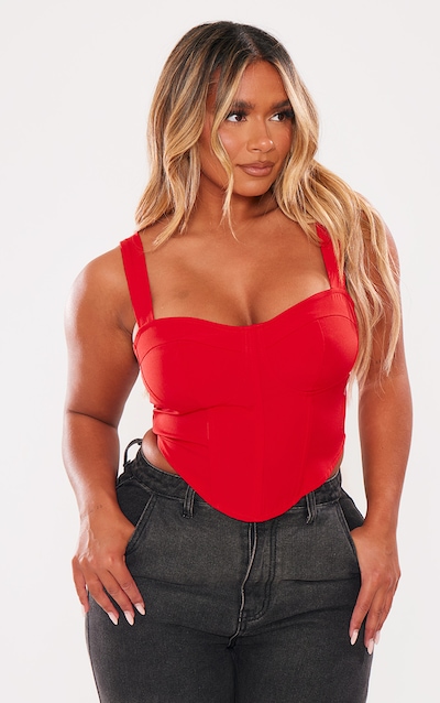 Shape Red Woven Corset Crop Top