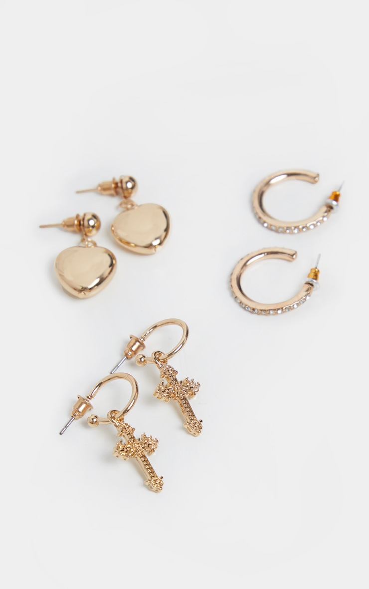 Gold Mini Three Pack Hoop Earrings PrettyLittleThing