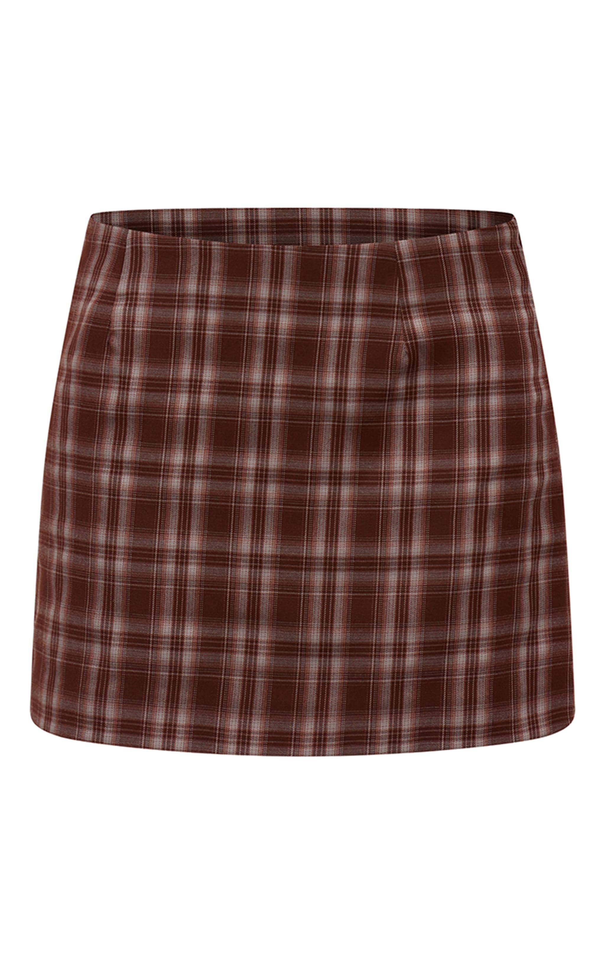 Mini-jupe trapèze tissée chocolat à carreaux image 6