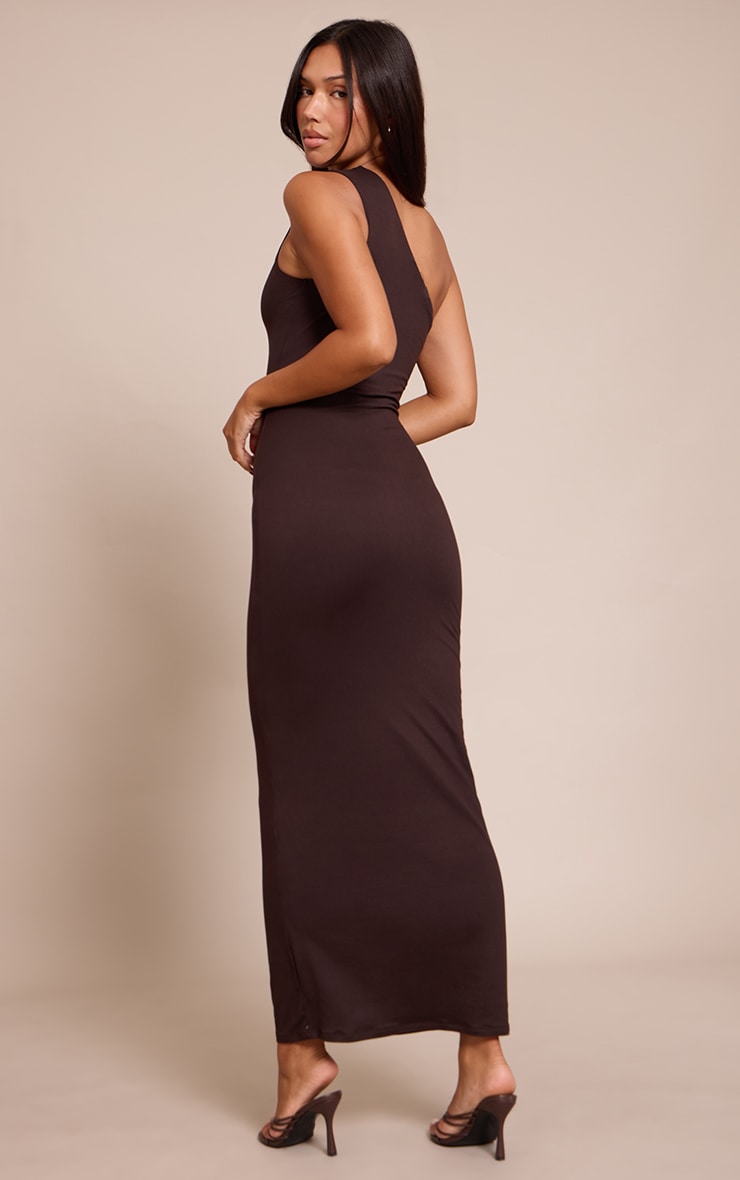 Chocolate Soft Touch One Shoulder Midaxi Dress image 2